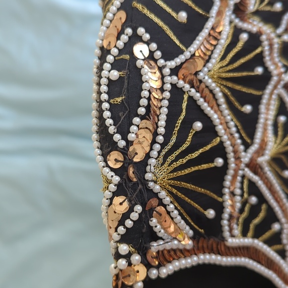 Vintage Laurence Kazar Gold Beading And Sequin Short Sleeve Dressy Top Size 2X - Picture 8 of 8